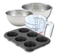 Set pâtisserie avec moule à muffins 6 empreintes 28 cm, 2 bols à mixer, verre mesureur et spatule Zenker Zenker