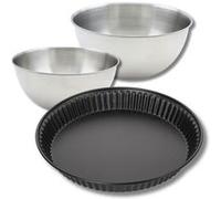 Set pâtisserie avec moule à quiche Lorraine 30 cm, 2 bols à mixer et 1 spatule Zenker