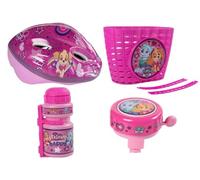 Set Paw Patrol Vélo fille avec casque de protection, sonnette en métal, panier de rangement en plastique et bouteille d'eau