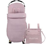 Set personnalisé de sac housse universel pour poussette + Sac à pain et à langer - Set sac housse universel pour poussette + Sac talega personnalisé - Waffle - Handmade - Nenel (Misty Rose)