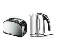 Set petit déj - bouilloire 2200w 1. 7l finition inox + grille-pain 2 fentes inox 900w