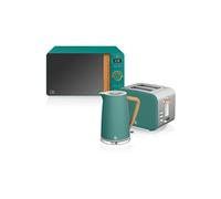Swan Set Petit Déjeuner Nordique Micro-Ondes 20L + Bouilloire + Grille Pain 2 Tranches Vert
