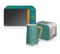 Set petit-déjeuner bouilloire grille-pain micro-ondes 20L Nordic Vert SWAN STRP1060GRENEU Vert 10 G