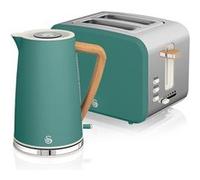 Swan Set petit-déjeuner STP2090GRENEU Bouilloire sans fil 1,7 L, grille-pain 2 – Nordic Blanc/Vert