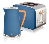 Set petit-déjeuner Bouilloire sans fil 1,7 L grille-pain 2 Nordic Bleu SWAN STP2090BLUNEU Bleu Bleu G