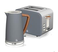 Set petit-déjeuner bouilloire sans fil 1,7 l grille-pain 2 nordic gris, swan, stp2090gryneu, 2200, gris