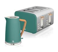 Swan Set petit-déjeuner Nordic – Bouilloire sans fil 1,7 L 2200W + Grille-pain 4 fentes vert