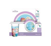 KIDS EUROSWAN Set petit-déjeuner La Reine des Neiges – assiette, bol, gobelet – bleu