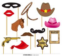 Set photo en carton sur bâton Cowboy 12 pièces multicolore