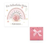 Set Pierre de Chance en Cœur WALLFID, Pierres Précieuses pour Enfants & Adultes, Porte-bonheur, Pierres de Guérison, Cadeau pour Baptême, Anniversaire, Amitié ou Rétablissement (Selbstliebe-Stein)