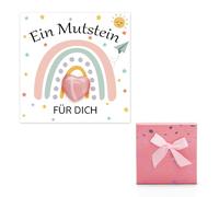 Set Pierre de Chance en Cœur WALLFID, Pierres Précieuses pour Enfants & Adultes, Porte-bonheur, Pierres de Guérison, Cadeau pour Baptême, Anniversaire, Amitié ou Rétablissement (Mutstein)