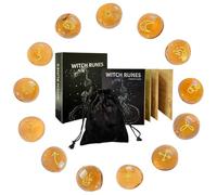 Set Pierres Runiques Avec Livre Guide & Pochette - 13 Symboles Verre Débutants | Outils Divinatoire Sorcière, Décoration Spirituel, Accessoire Païen Méditation Cadeau Mixte