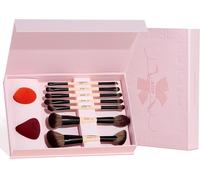 Set Pinceaux Maquillage Avec Éponge Maquillage,7pcs Pinceaux Maquillages Double Embout Pour Fond De Teint Contour Surligneur Anti-Cernes Kit Pinceau Avec Coffret Cadeau,T506