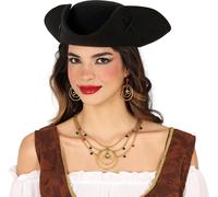 Set pirate Collier Boucles d'oreilles Carnaval Costume Accessoires Fête à thème Jeux Set de bijoux Aventure Pirate Bijoux Capitaine Jeu de rôle, couleur : or