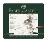 Faber-Castell Set Pitt Monochrome 21 pièces boîte métal Noir