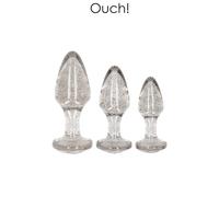 Set plaisir anal 3 Plugs pailletés argentés en acrylique - OUCH