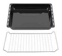 Set Plaque de Four Émaillée Profonde 45 5x37 5x6 cm + Grille Compatible avec Set 455x375x60 mm avec grille