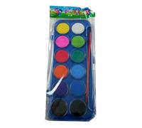 Set Plateau De Peinture À L'eau Aquarelle 12 Couleurs + Pinceau Palette Voyage