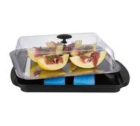 Set plateau réfrigérant - APS - Rectangulaire - Noir transparent - 43x29x14 cm - Inclus cloche de conservation