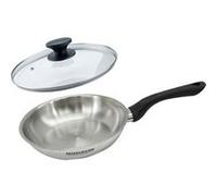 Set poêle 20 cm en inox et couvercle verre Fackelmann Geneva Inox|Noir