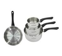 Set poêle 20 cm et 3 casseroles 12 16 et 20 cm en inox Fackelmann Geneva Inox|Noir