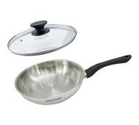 Set poêle 24 cm en inox et couvercle verre Fackelmann Geneva inox