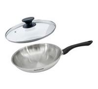 Set poêle 28 cm en inox et couvercle verre Fackelmann Geneva Inox|Noir
