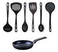 Set poêle antiadhésive céramique 20 cm et 6 ustensiles Fackelmann Brandao Noir|Vert