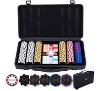 Engelhart Set Poker Complet – Mallette métal noire, 300 jetons 14g, 2 jeux, bouton croupier, 5 dés