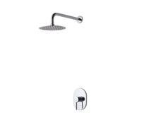 SET POMME HAUTE ARRONDI CHROMÉ AVEC BRAS DE DOUCHE ET MITIGEUR À ENCASTRER