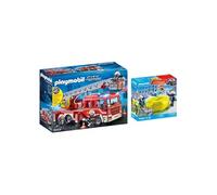 Set Pompiers avec coussin de sauvetage et camion avec échelle pivotante