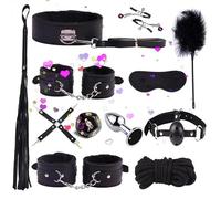 Set Portable En Cuir De 12 PièCes, Jeu De RôLe De Formation, Cadeau De Couple - Accessoires De Formation - D-1 (Noir)