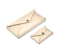 Set Porte-carte de Visite + Trousse à Stylos Cuir Beige - Ètui à Crayon