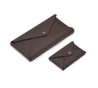 Set Porte-carte de Visite + Trousse à Stylos Cuir Marron Brun - Ètui à Crayon