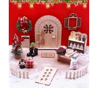 Set Porte Lutin Noël 30 PCS, Accessoires Miniatures pour lutins de Porte Elfe Noël Décoration, Kit DIY Puppenhaus, Porte de fée Cadeaux de Noël pour Enfants et Adultes
