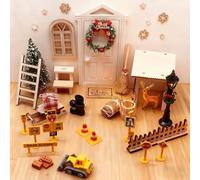 Set Porte Lutin Noël 42 PCS, Accessoires Miniatures pour lutins de Porte Elfe Noël Décoration, Kit DIY Puppenhaus, Porte de fée Cadeaux de Noël pour Enfants et Adultes