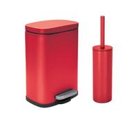 Set Poubelle à pédale 5L & Brosse Wc AKIRA Rouge mat Spirella
