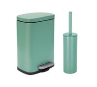 Set Poubelle à pédale 5L & Brosse Wc AKIRA Vert mat Spirella