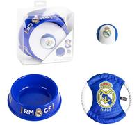 Set pour Animaux de Compagnie Bienvenue Real Madrid - Kit Officiel d'accessoires pour Animaux de Compagnie, avec Jouet, mangeoire et Plaque