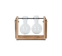 Set pour boutures avec 2 flacons en verre et bois - Beige/transparent - L 19 x P 6,5 x H 15 cm