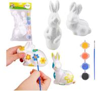 Set pour peindre des décorations en polystyrène, 4 lapins, pinceaux