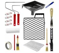 Set pour peinture 17 pièces - Bac, rouleau, pinceau, bâche D15330
