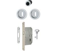 Hoppe Serrure pour porte coulissante intérieure 4920 – chromé satiné – clé L – rosaces rondes