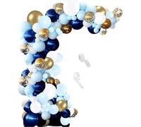 Set pour réaliser une guirlande de 72 ballons en latex bleus de différentes tailles avec ruban adhésif et ruban