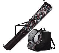 Set Premium housse de ski déperlante + sac à chaussures et à casque pour 1 paire, Zig Zag Pastel