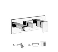 Set prêt à poser Gessi pour SPRAY Mitigeur monocommande avec inverseur 2 voies et coude de raccordement mural direct avec support, à compléter avec un flexible de douche et une douchette (non compris