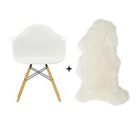 Set promo Chaise avec accoudoirs Eames DAW +agneau golden maple base/black steel
