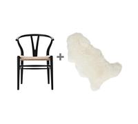 Set Promo de chaise CH24 Wishbone avec peau WxHxD 55x76x51cm