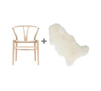 Set Promo de chaise CH24 Wishbone avec peau WxHxD 55x76x51cm