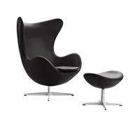 Set promo fauteuil + repose-pied L'Oeuf/Egg™ cuir satin polished aluminium base